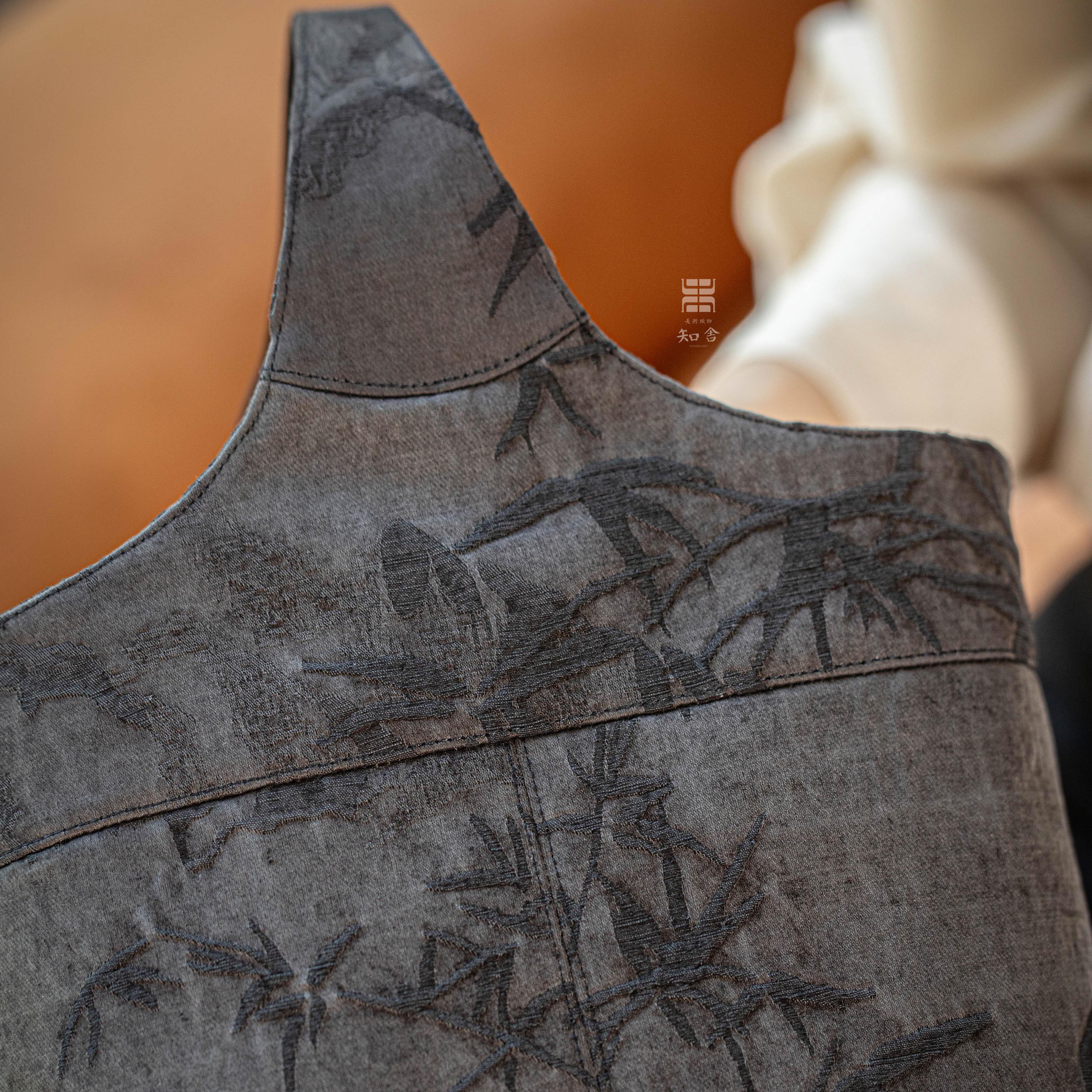 Zhishe Xiangyunsha Ink Bamboo Basket Tea Bag Tea Set Storage New Chinese Style Retro Cloth Bag