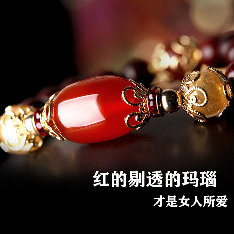 凤凰涅磐红玛瑙女民族风小叶手链 凤凰涅磐手链