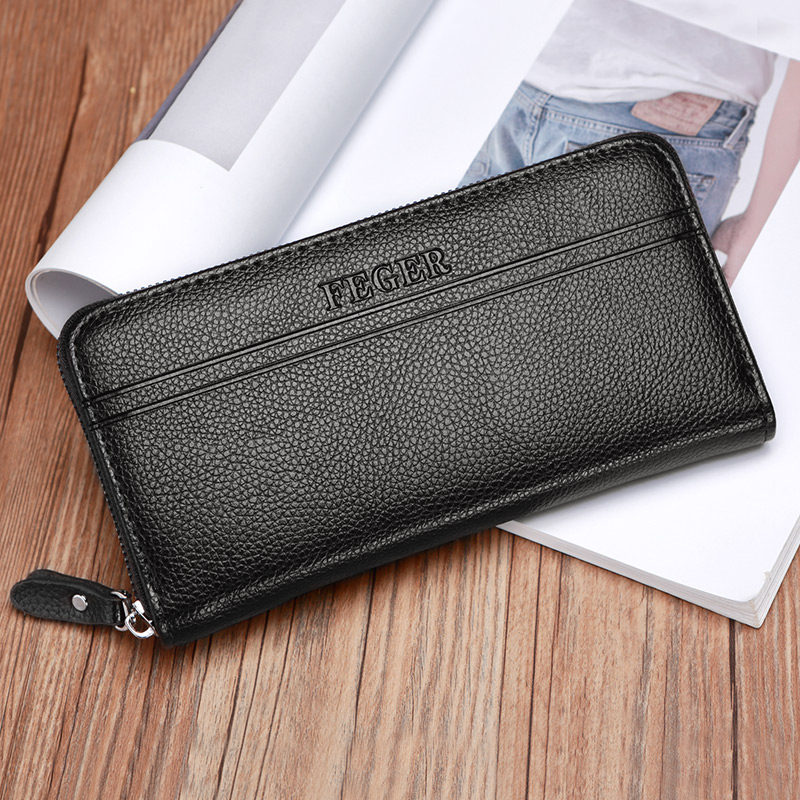 feger /斐格男士黑色拉链长款钱包 斐格钱包