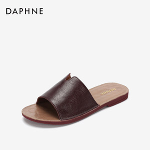 Daphne/达芙妮2020年夏新款女鞋羊皮外穿后空露趾沙滩拖鞋