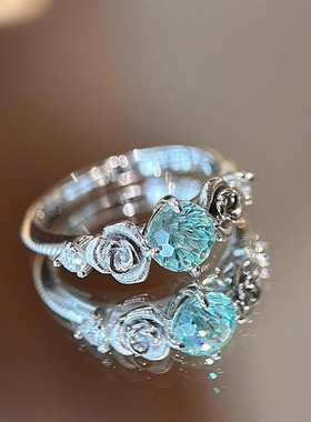 小红书爆款海蓝宝单钻戒指