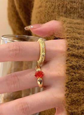 轻奢小众开口闪钻食指戒