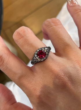 古枪黑戒指高级感轻奢食指戒