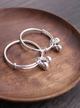 儿童铃铛礼物足银手镯