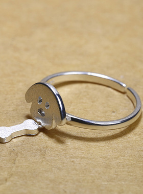 戒指新年开运骨头可调节银饰礼物