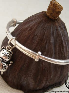 990足银手镯 纯银手镯 可调节 推圈闭口银镯子 女礼物