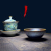 Jianyang Jianzhan painted gold and purple gold oil dripping lamp master cup