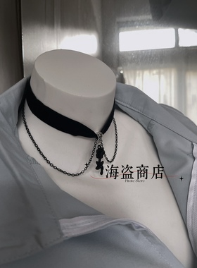 夜色玫瑰 暗黑系丝绒链条choker 日常项圈 lolita哥特音乐节朋克