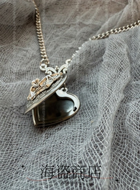 伴 可打开的爱心相框项链复古小众锁骨链颈链谷托存放cos朋克哥特