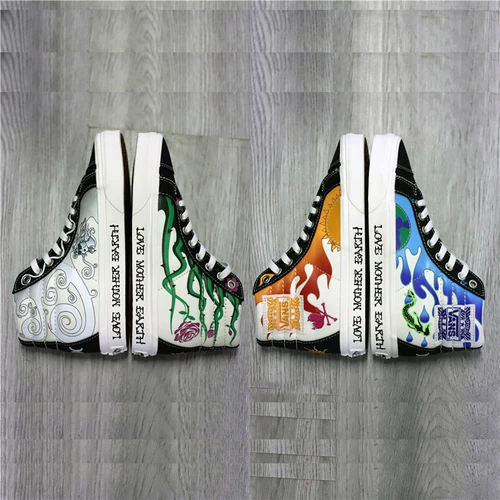 Vans e -Embroideed Printing Marshmallow High Gang Save the Earth Series Кроссочные кроссовки повседневная обувь VN0A4U39WZ2