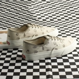Vans, летние хаки синие тканевые кроссовки, с вышивкой