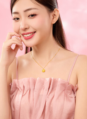 新款黄金方糖金包银项链女