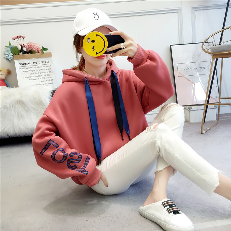 ins超火的大码女装长袖连帽卫衣 阡玫瑰卫衣/绒衫