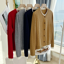 High-end brand Australia imports 100 pure sheep sweater women 2023 new autumn and winter leave two red cardiovert coats