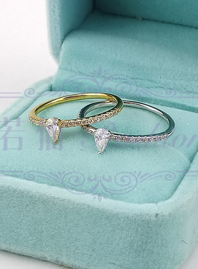 小水滴钻戒指S925纯银镀金20分指环女玫瑰金色锆石饰品小众设计感