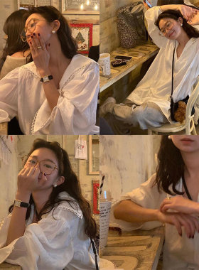 方糖家 fever博主同款珍珠耳钉S925银针韩国网红气质耳环耳夹女