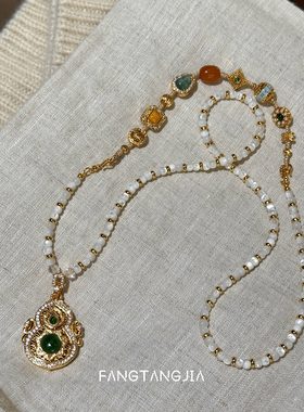 方糖家多宝翡翠蜜蜡葫芦项链