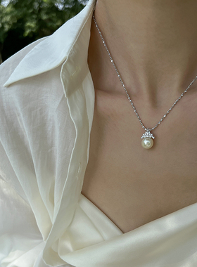 纯银施家珍珠冰雪女王精致项链女