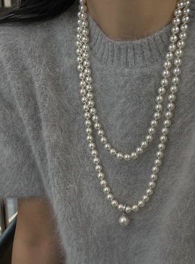 秋冬经典白珍珠法式打结项链