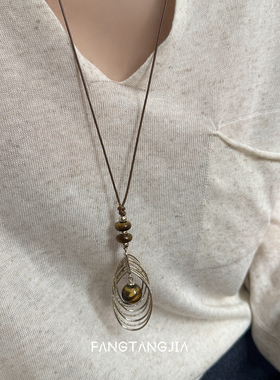 方糖家美拉德雀羽虎眼石毛衣链