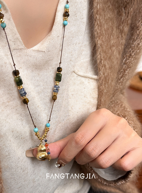 方糖家新中式天然石葫芦毛衣链