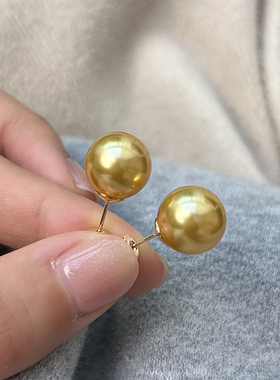 春夏显白羽黄金色温柔珍珠耳环