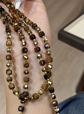 方糖家虎眼石方糖串珠毛衣链