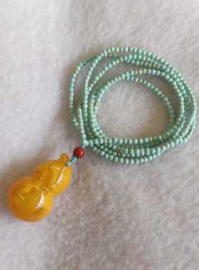 回流纹理自然风原矿绿松石老蜜蜡