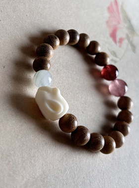 大漏 新中式奶香木沉香手串男女森系手链国风檀香手串佛珠约6 +