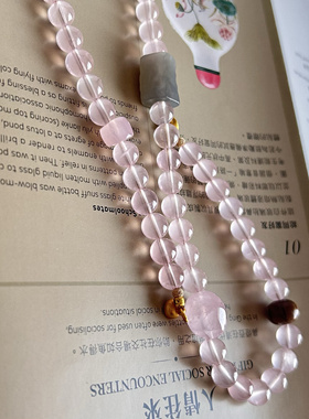 蜜桃粉晶百搭烟紫和田玉国风新中式粉色项链珐琅彩娜娜通项链