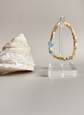 海岛系列天然金贝母手串手链老山檀/海蓝宝 备注净手围