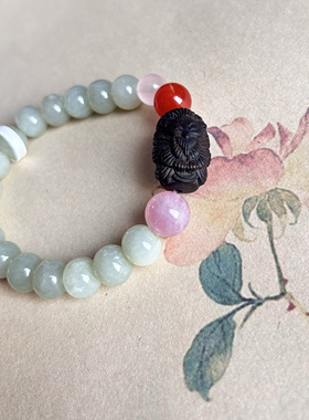 天然玉沉香凤九桶珠南红紫马粉多宝配色手链新中式国风款送闺蜜礼