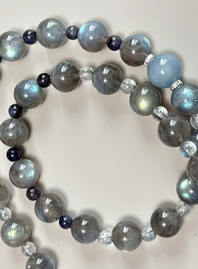 【巅峰】彩灯泡灰月光海蓝宝堇青超七组合项链高贵典雅／俏皮别致