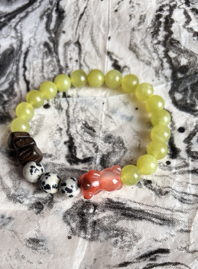 【小调皮】天然玉南红小熊沉香木天然石女款手串手链