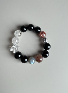 bu金水 黑曜灰月光红兔毛红胶花三生石白水晶