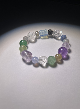 天然水晶手链女款多宝珠子单圈手串