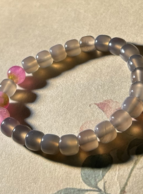 烟紫 天然烟紫玛瑙西瓜碧玺新中式简约贵气手链送闺蜜生日礼物