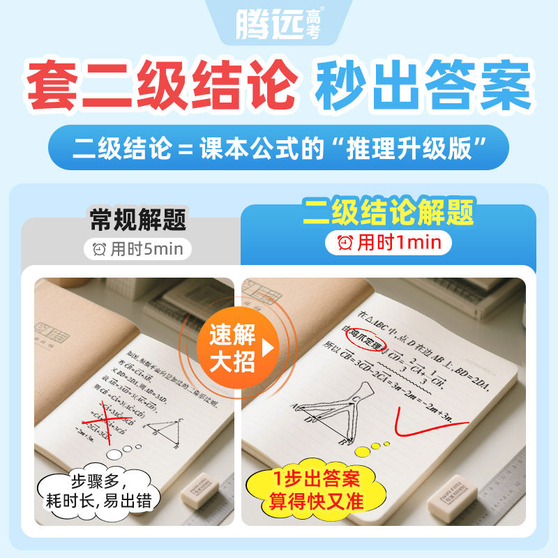 2026腾远高考高中通用数物理化选择题填空题1分钟快解二级结论考高一高二高三一分钟快解数学公式定理物理理科考点高考手册万唯