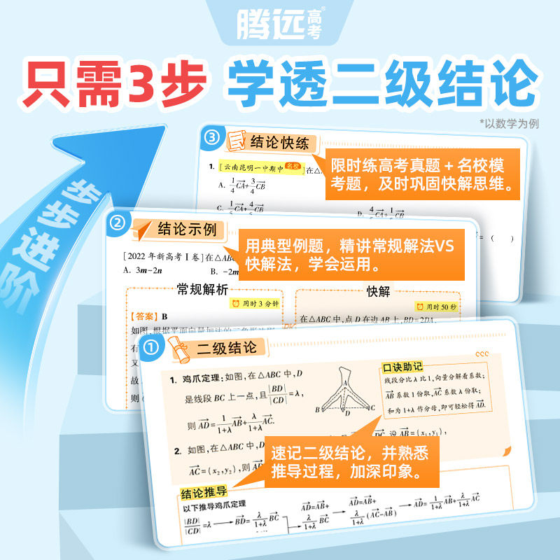 2026腾远高考高中通用数物理化选择题填空题1分钟快解二级结论考高一高二高三一分钟快解数学公式定理物理理科考点高考手册万唯