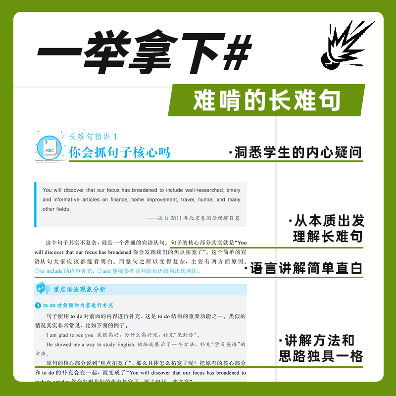 陶然FREE新版高考英语长难句精讲全国通用高一高二高三适用高中英语句子成分难点分析精选120例直白讲解分析育甲高考题型训练-图2