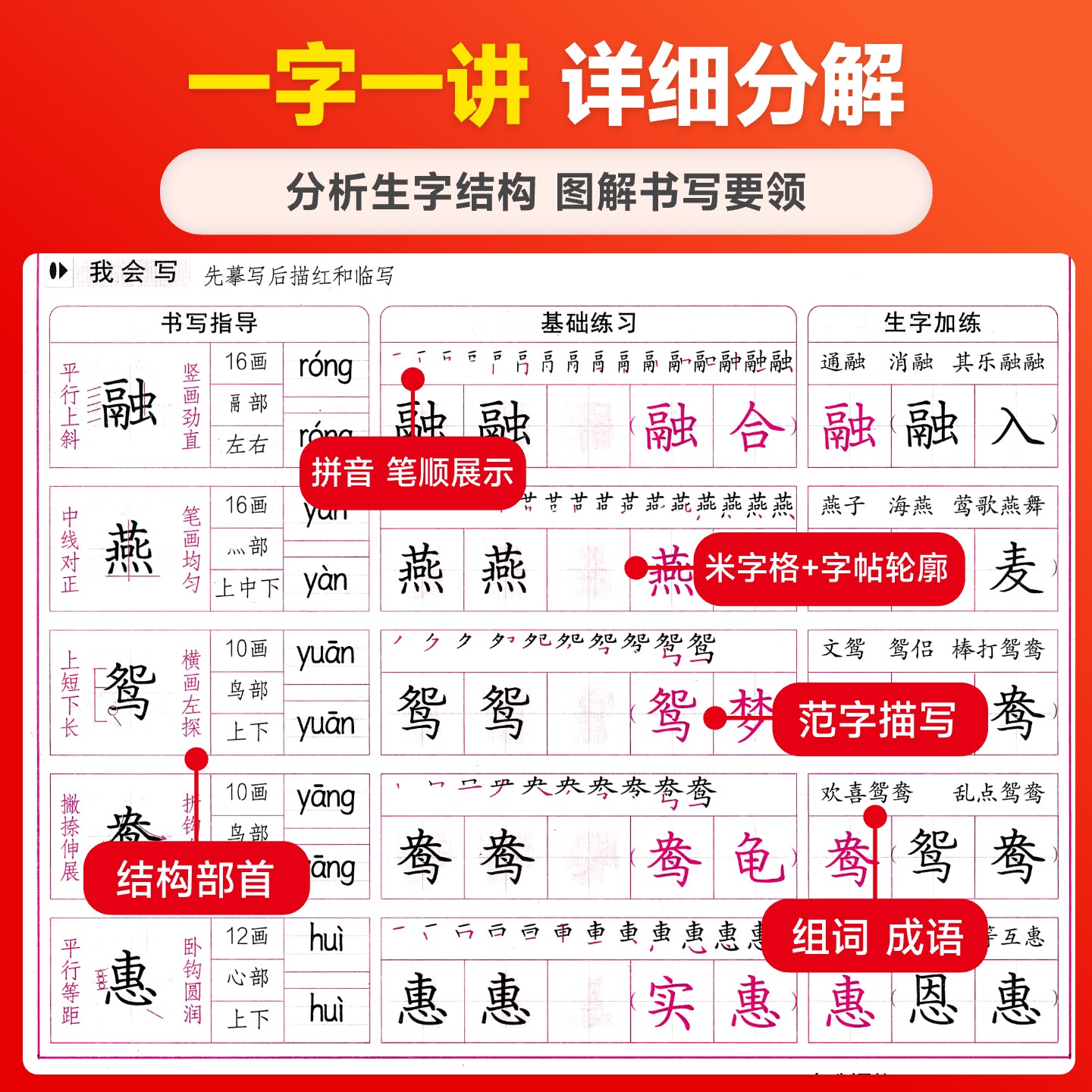 司马彦字帖小学生写字课课练一 二年级三 四 五 六年级上下册语文英语同步字帖人教版楷书生字练字帖钢笔临摹描红硬笔暑假练字帖