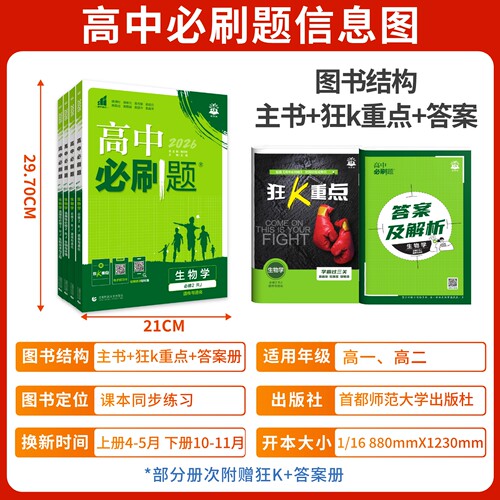 2026新 高中必刷题生物必修二必修一选择性必修二三123人教版苏教浙科版 必刷题高一高二上下册生物同步教材训练练习册题辅导资料 - 图0