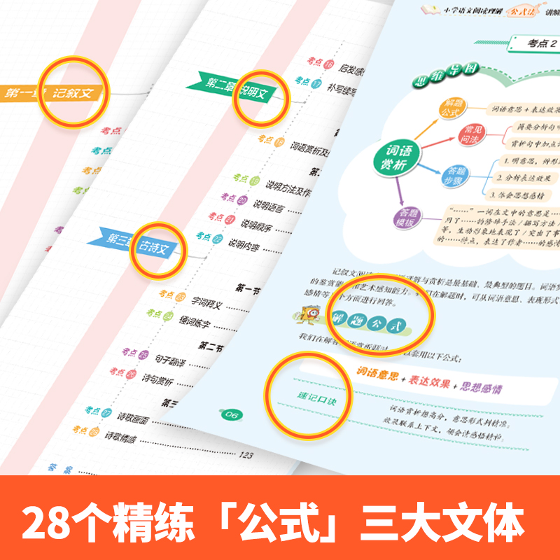 小晨同学小学语文阅读理解公式法阅读理解答题满分公式模板 三四五六年级阅读理解专项训练书视频讲解+练习解题技巧考试答题术语