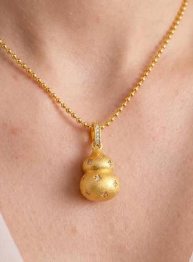 Lottie古法拉丝葫芦吊坠新中式风“福禄双全”项链拉丝复古宫廷风