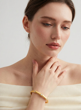 Lottie珞缇意大利拉丝星芒镀18k精致复古高级感轻奢手镯百搭显白