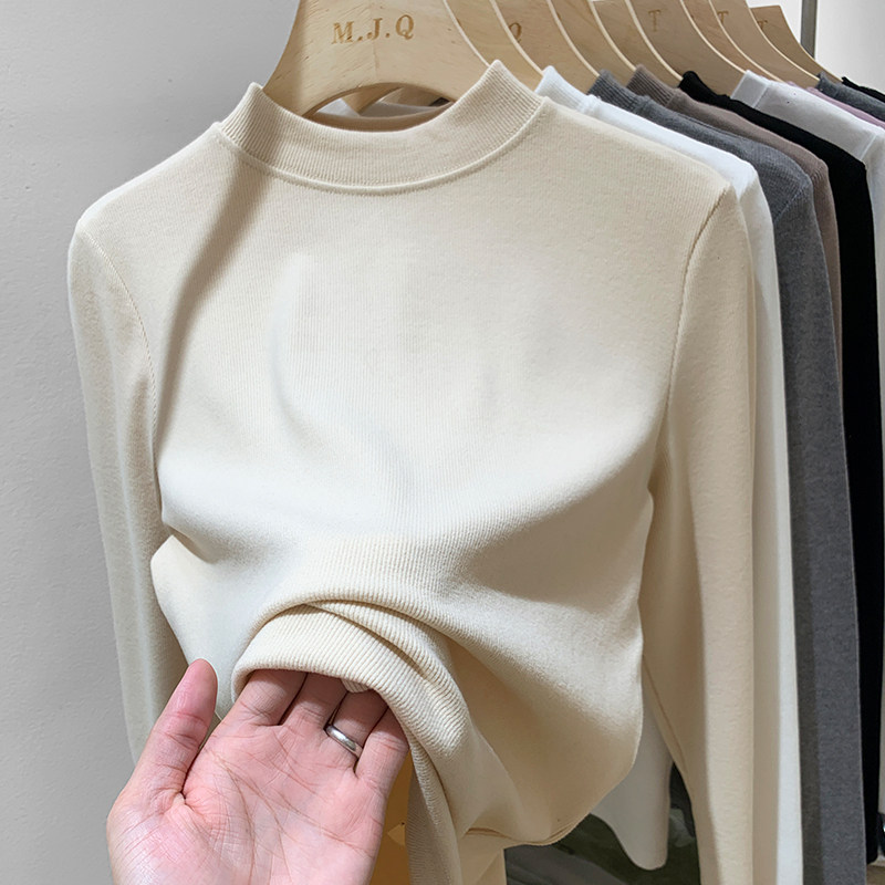 半高领打底衫女德绒内搭长袖T恤2025秋冬季修身显瘦纯色基础上衣,淘宝优惠券,粉丝福利购,淘宝优惠卷