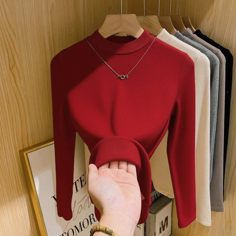 双面德绒保暖内搭打底衫减龄长袖t恤女冬季新款修身小立领上衣ins,淘宝优惠券,粉丝福利购,淘宝优惠卷