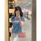 ເສື້ອທີເຊີດຜ້າຝ້າຍແບບໃໝ່ ແຂນສັ້ນ ບ່າຂວາຂອງຜູ້ຍິງ