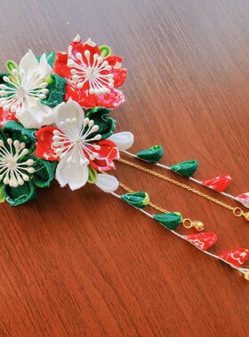 手工lolita和风汉服花朵发夹