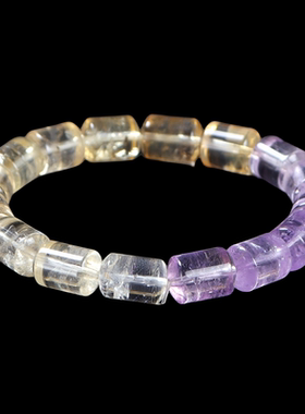 天然紫黄晶手链紫水晶黄水晶手串